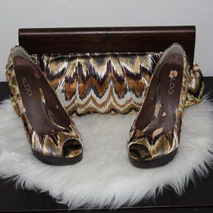 Aldo High Heel Platform Open Toe Size 8 (Bag not included)